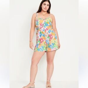 Old Navy Fit & Flare Colorful Floral Print Romper Size XL